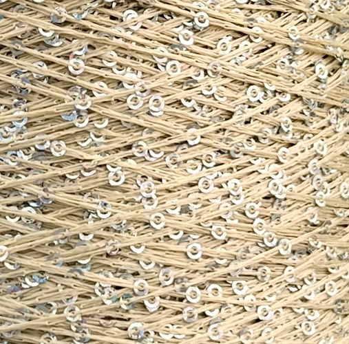 Cofil Antares Special – Dekoratives Garn mit Pailletten col. Champagner Silber